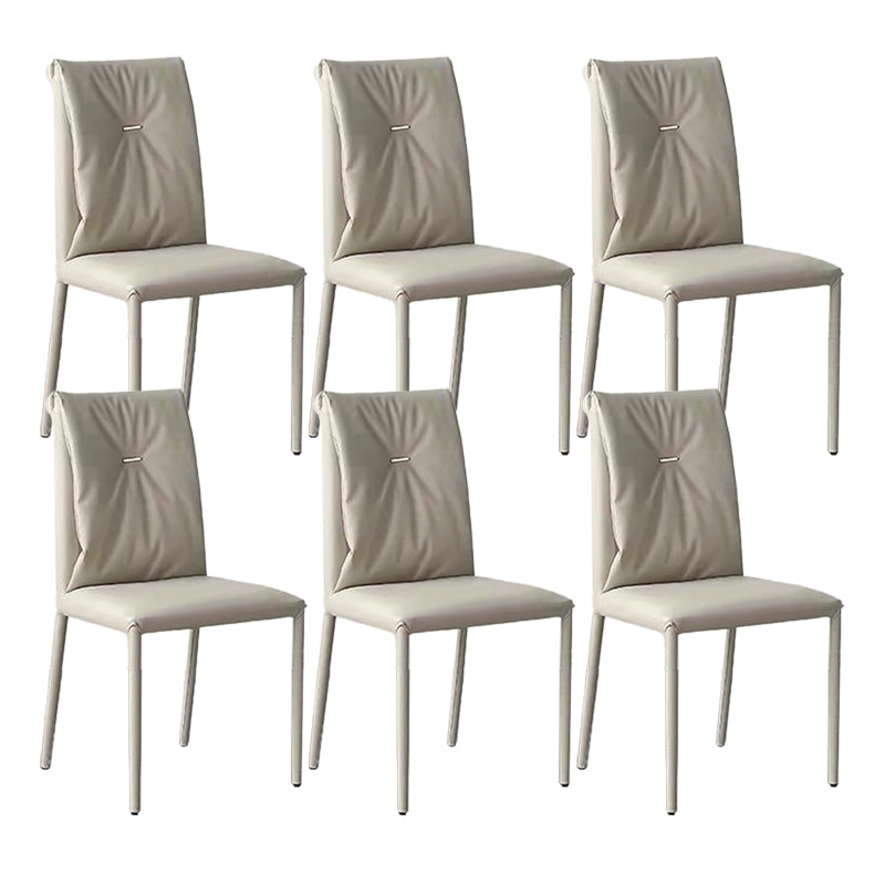 Contemporary Faux Leather Dining Chairs Metal Armless Dining Chair for Home Use