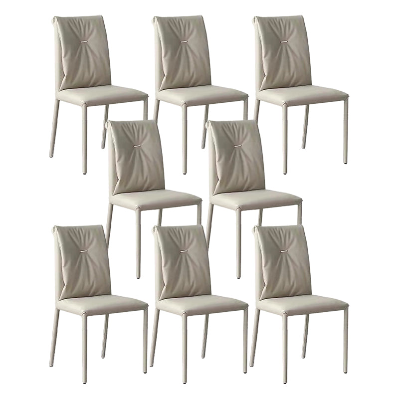 Contemporary Faux Leather Dining Chairs Metal Armless Dining Chair for Home Use