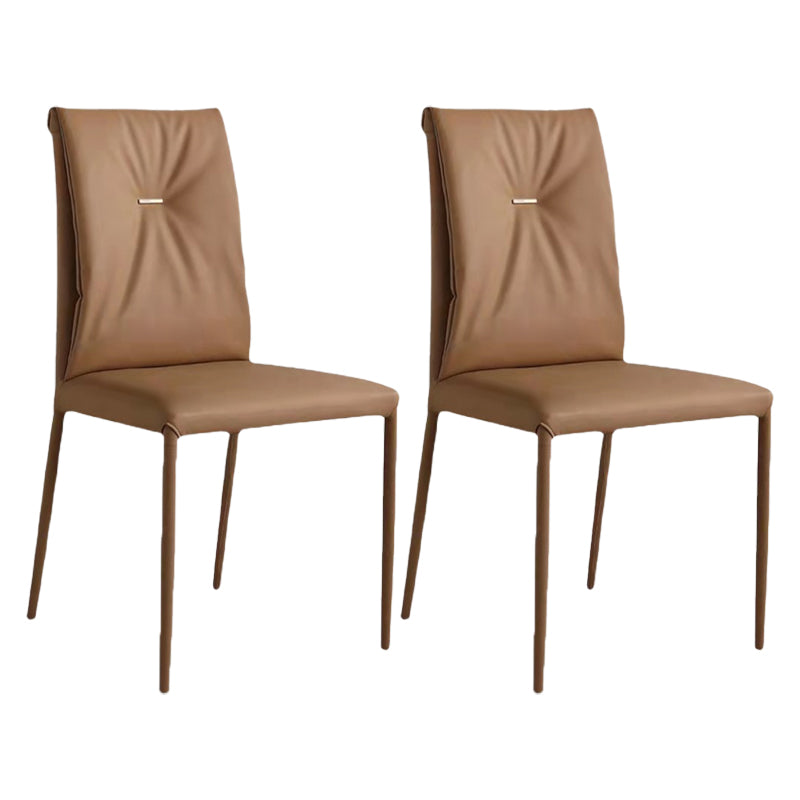 Contemporary Faux Leather Dining Chairs Metal Armless Dining Chair for Home Use