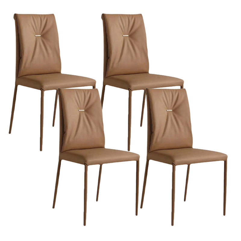 Contemporary Faux Leather Dining Chairs Metal Armless Dining Chair for Home Use