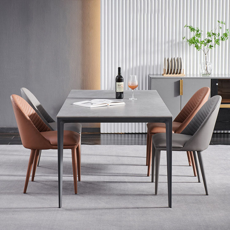 Contemporary Faux Leather Dining Chairs Metal Dining Chair for Home Use