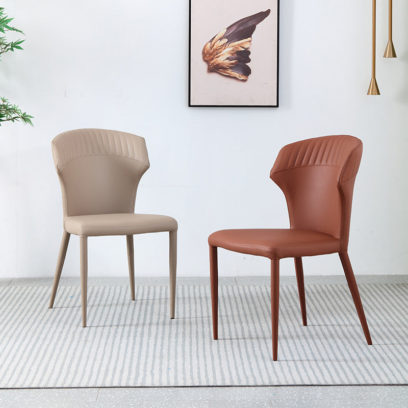 Minimalist  Armless Wingback Parsons Chair Leather Dining Chairs