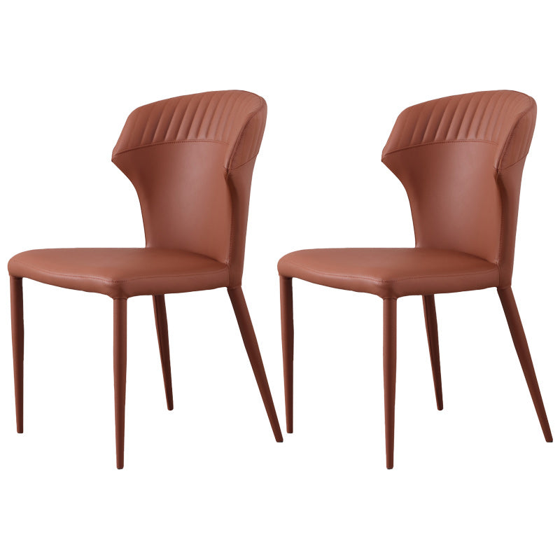 Minimalist  Armless Wingback Parsons Chair Leather Dining Chairs