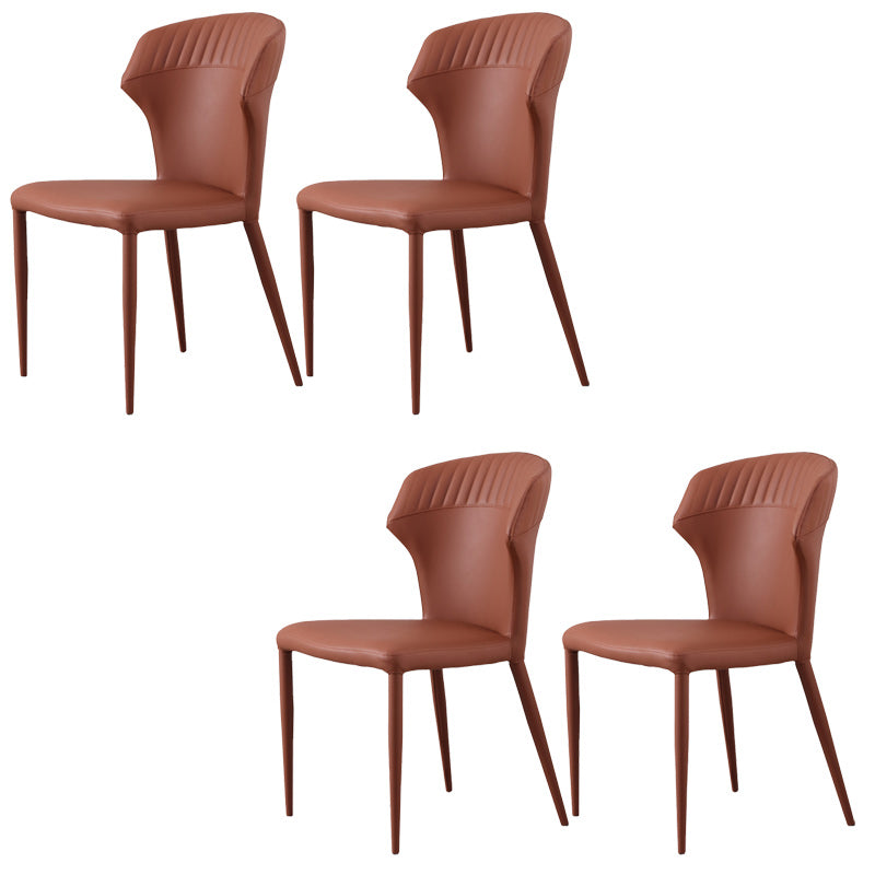 Minimalist  Armless Wingback Parsons Chair Leather Dining Chairs