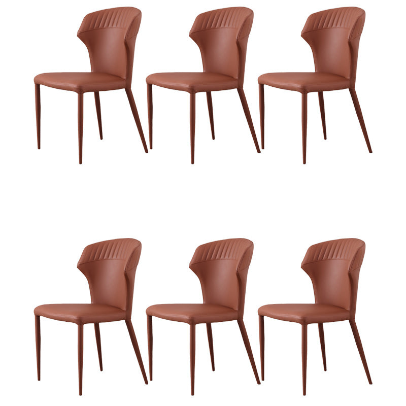 Minimalist  Armless Wingback Parsons Chair Leather Dining Chairs