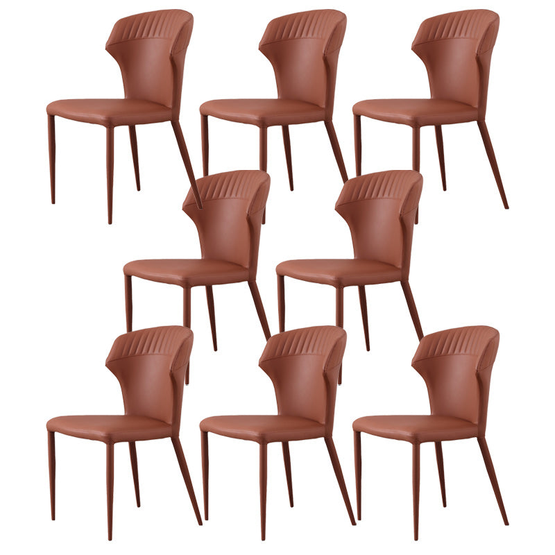 Minimalist  Armless Wingback Parsons Chair Leather Dining Chairs