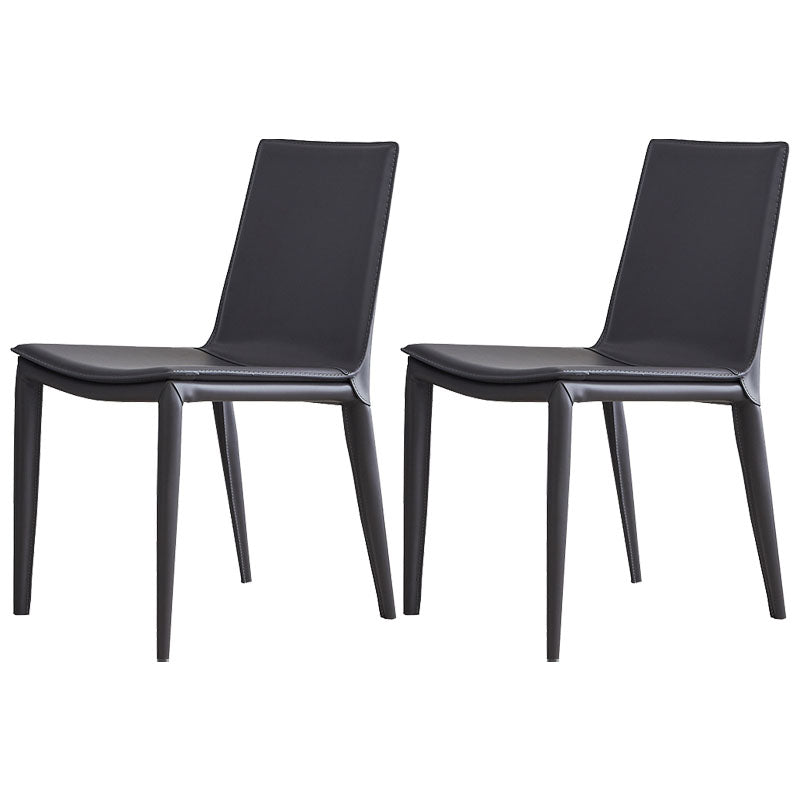 Contemporary Leather Dining Chairs Metal Armless Dining Chair for Home Use