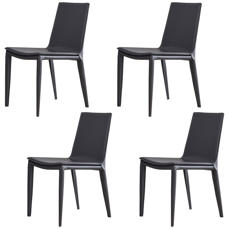 Contemporary Leather Dining Chairs Metal Armless Dining Chair for Home Use