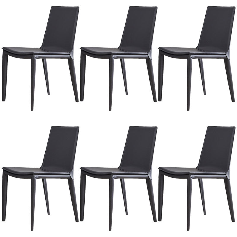 Contemporary Leather Dining Chairs Metal Armless Dining Chair for Home Use