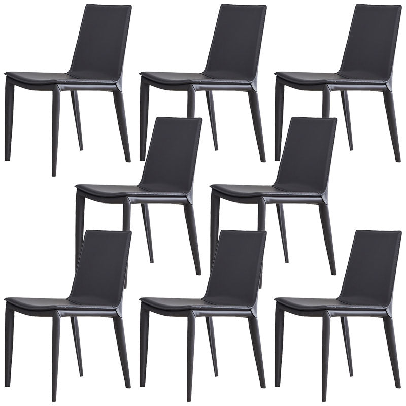 Contemporary Leather Dining Chairs Metal Armless Dining Chair for Home Use