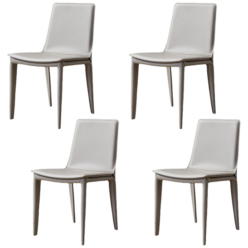 Contemporary Leather Dining Chairs Metal Armless Dining Chair for Home Use