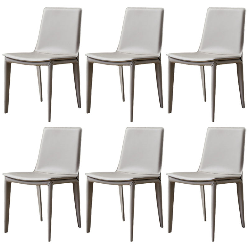 Contemporary Leather Dining Chairs Metal Armless Dining Chair for Home Use