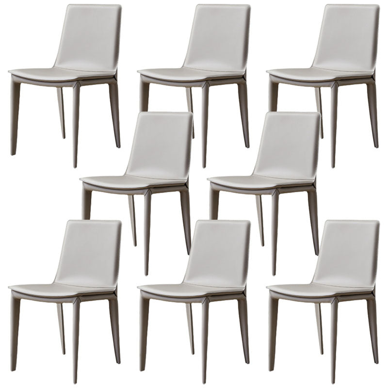 Contemporary Leather Dining Chairs Metal Armless Dining Chair for Home Use