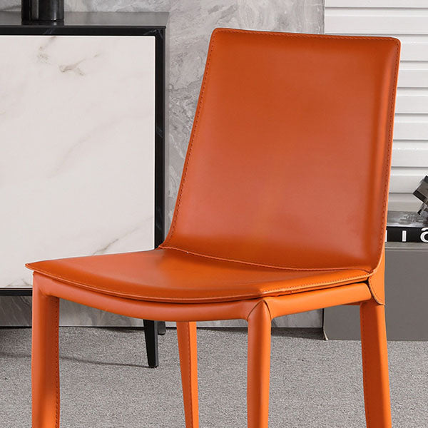 Contemporary Leather Dining Chairs Metal Armless Dining Chair for Home Use