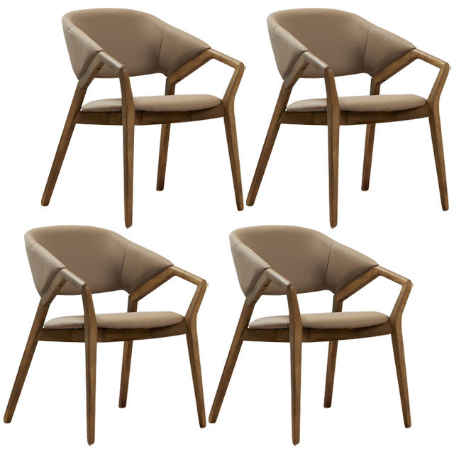 Contemporary Wood Dining Chairs Open Back Dining Side Chair for Home Use