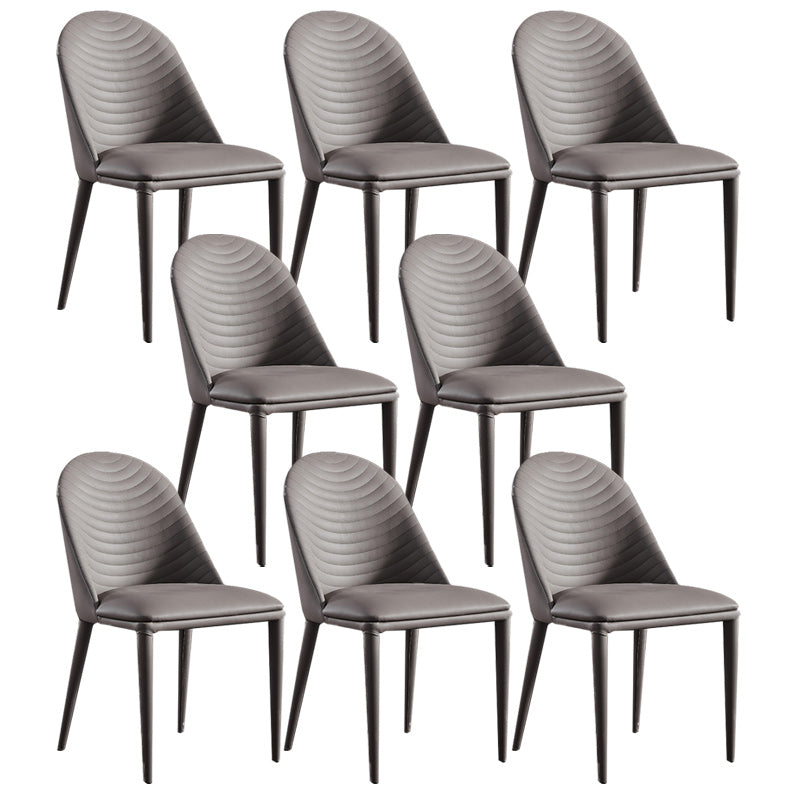 Minimalist Style Solid Back Armless Dining Chairs Leather Dining Chairs