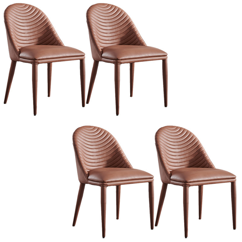 Minimalist Style Solid Back Armless Dining Chairs Leather Dining Chairs