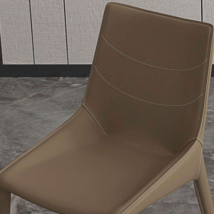 Minimalist Style Solid Back Armless Dining Chair Leather Dining Chair