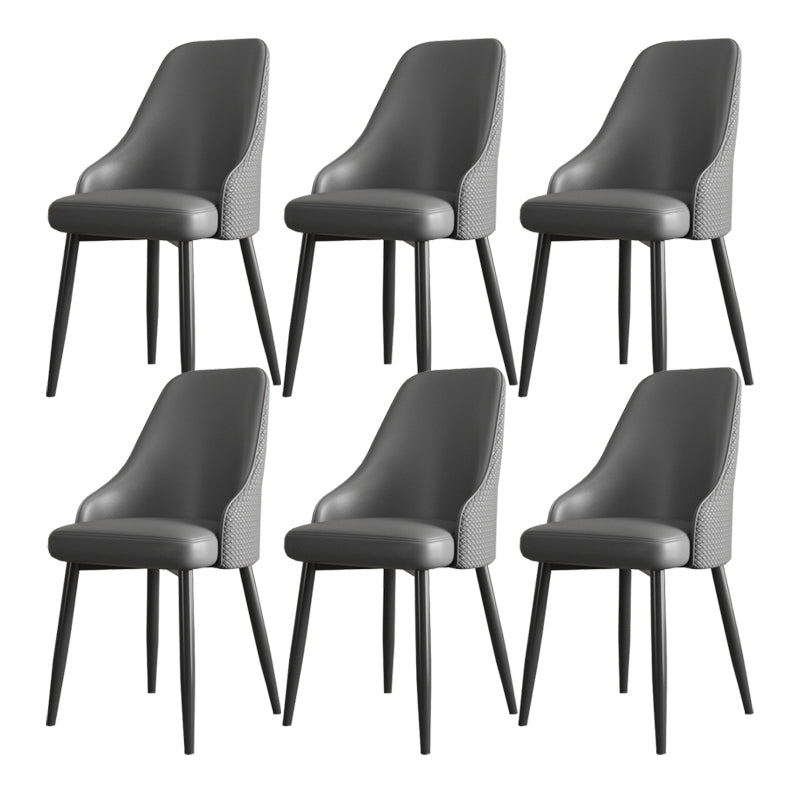 Minimalist Faux Leather Side Chair Arm Solid Back Chairs for Home