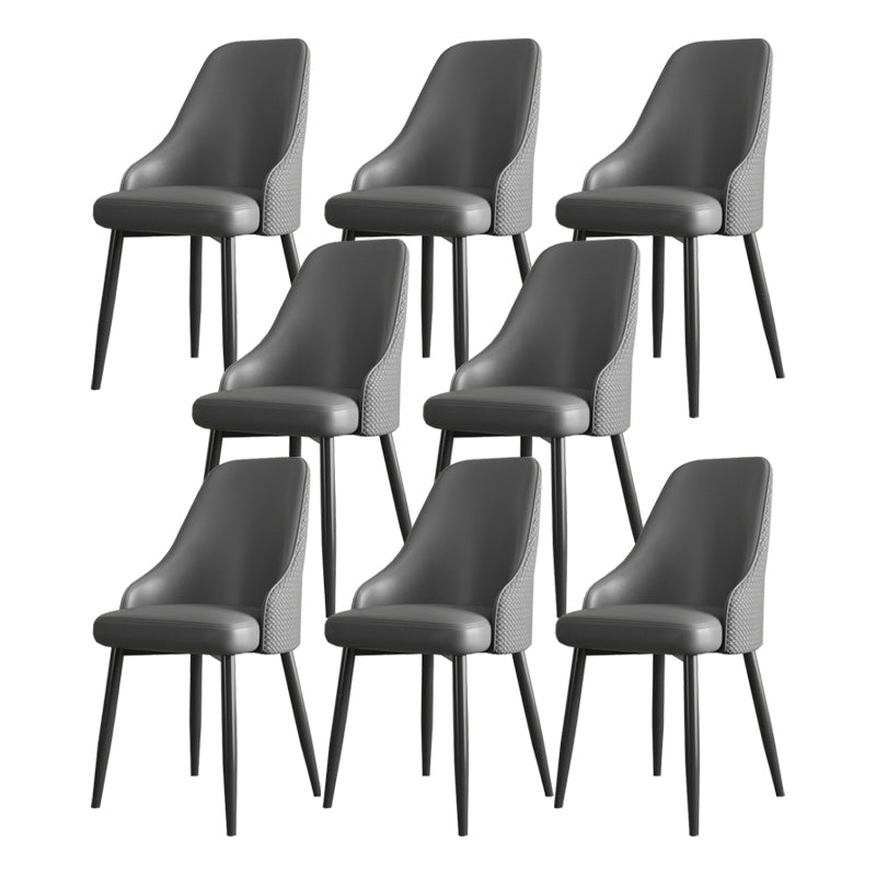 Minimalist Faux Leather Side Chair Arm Solid Back Chairs for Home