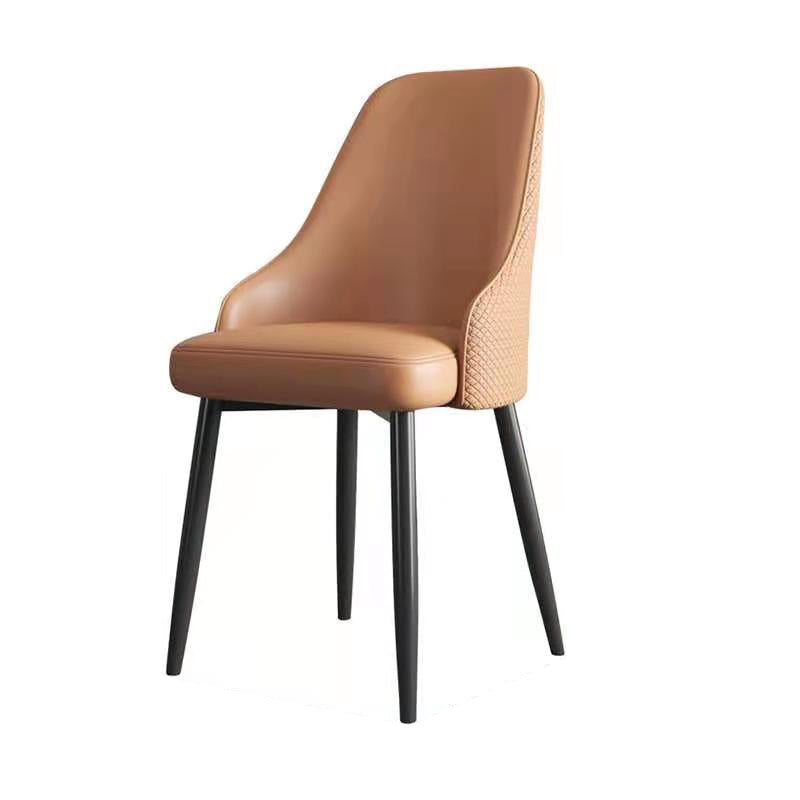 Minimalist Faux Leather Side Chair Arm Solid Back Chairs for Home