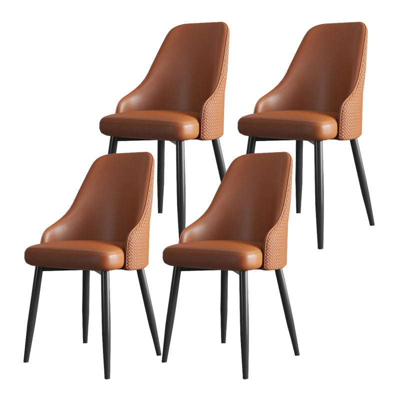 Minimalist Faux Leather Side Chair Arm Solid Back Chairs for Home