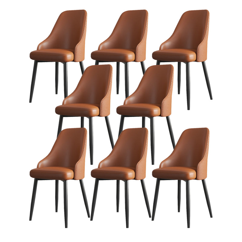 Minimalist Faux Leather Side Chair Arm Solid Back Chairs for Home