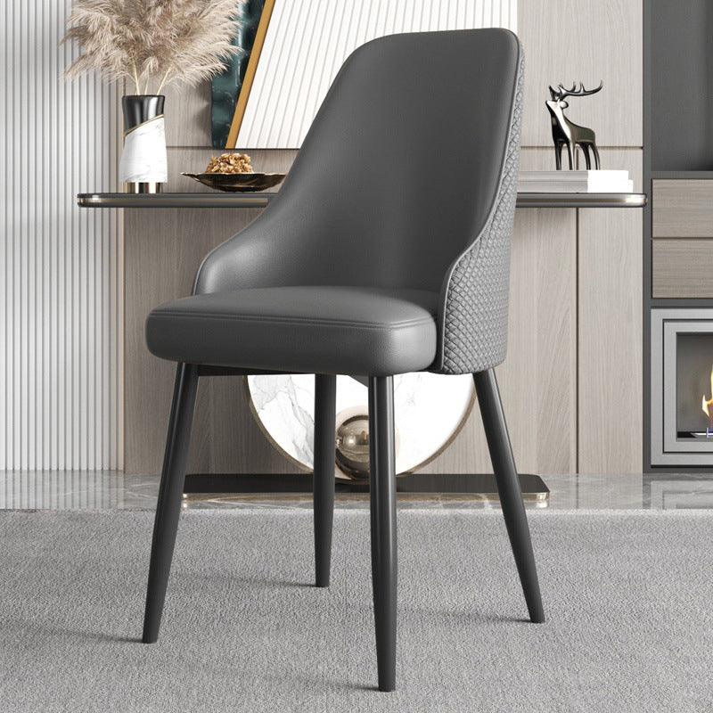 Minimalist Faux Leather Side Chair Arm Solid Back Chairs for Home