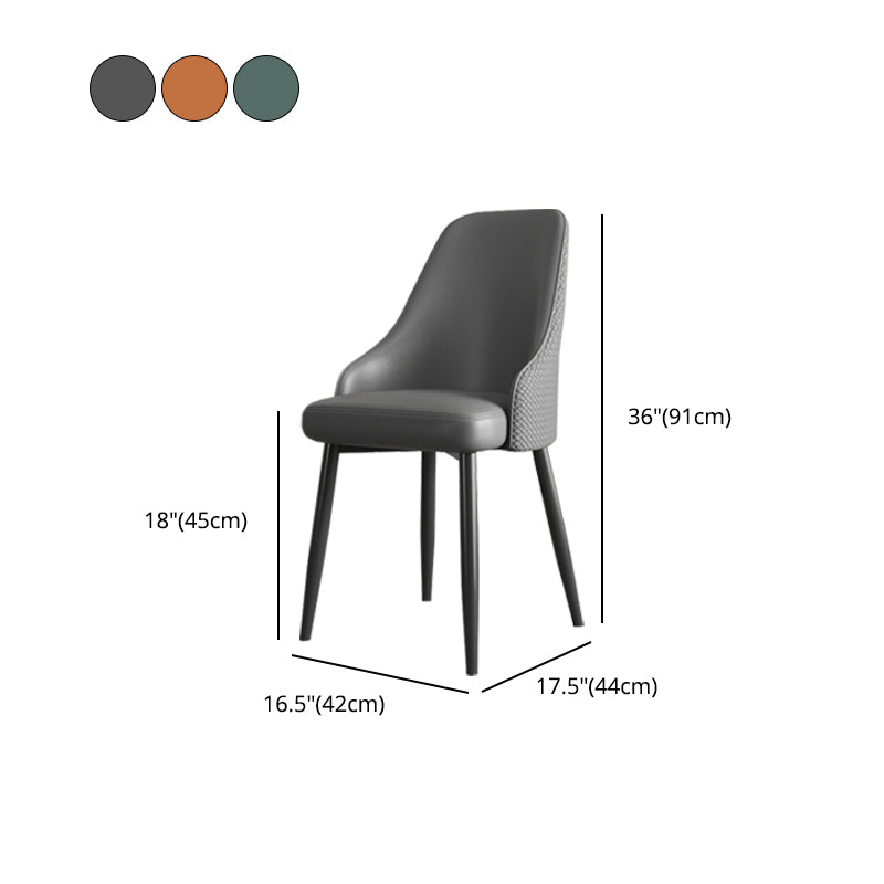 Minimalist Faux Leather Side Chair Arm Solid Back Chairs for Home