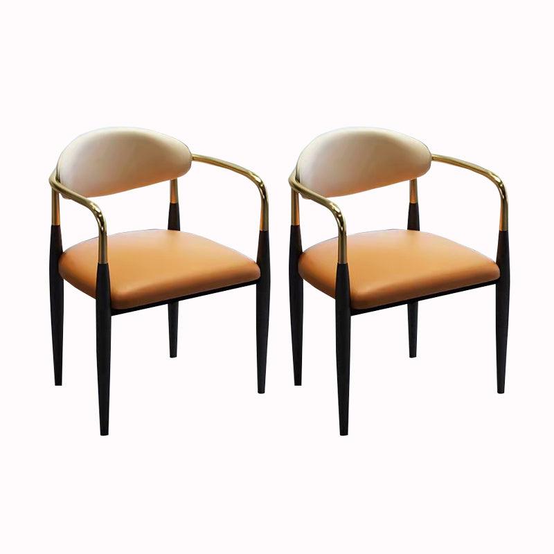 Contemporary Arm Leather Dining Chairs Open Back Dining Side Chair