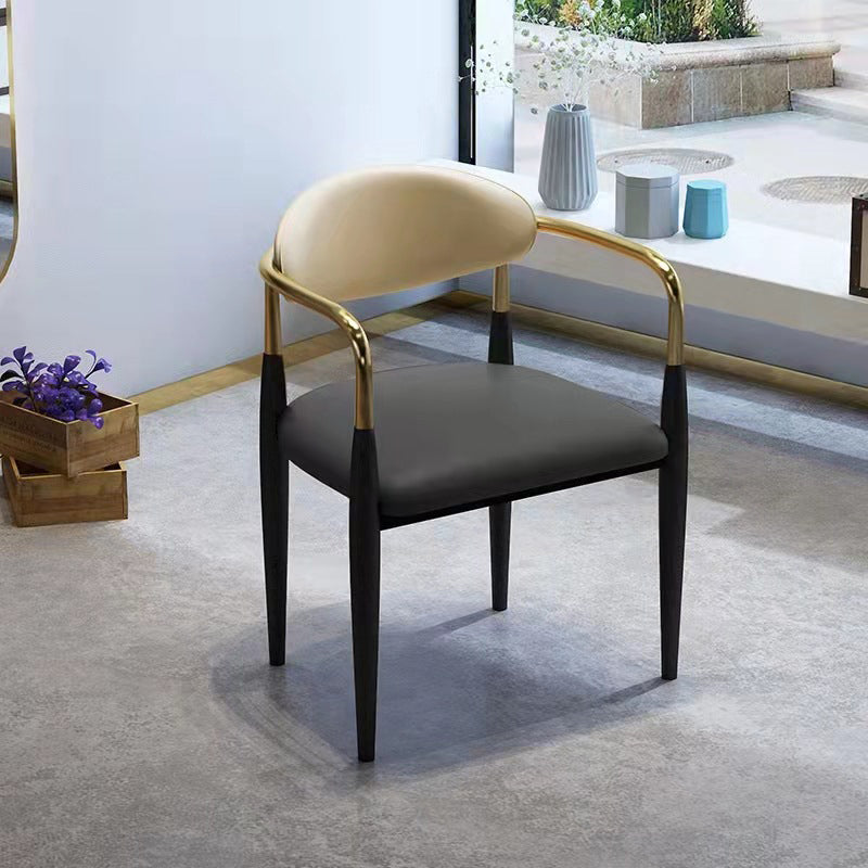 Contemporary Arm Leather Dining Chairs Open Back Dining Side Chair