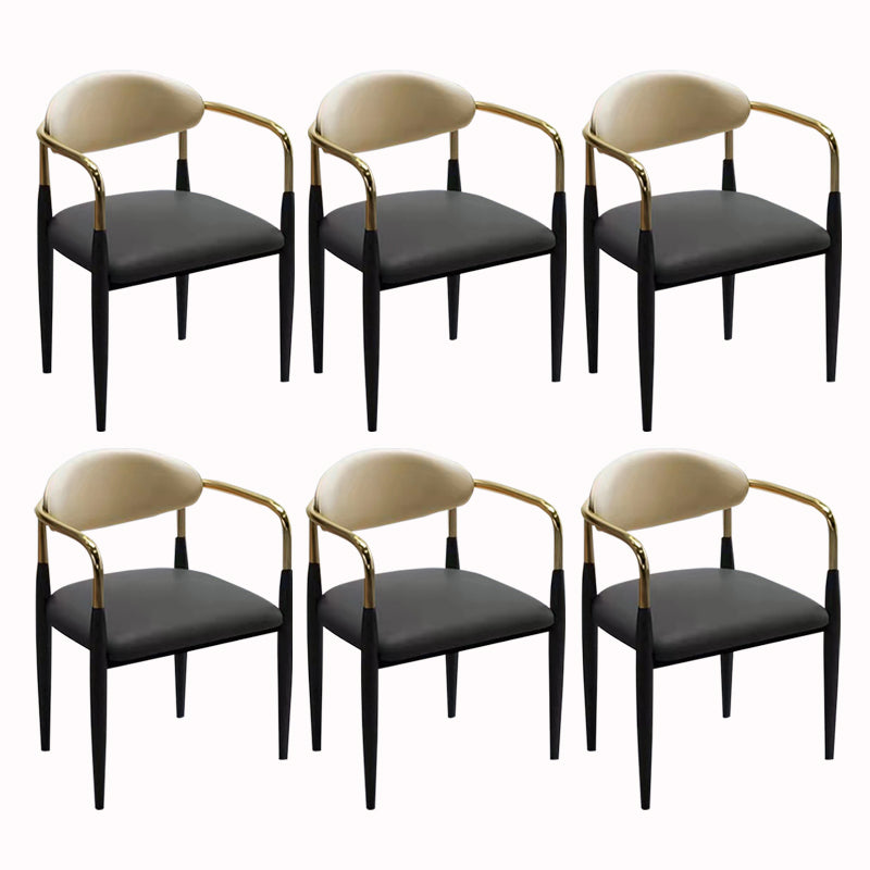 Contemporary Arm Leather Dining Chairs Open Back Dining Side Chair