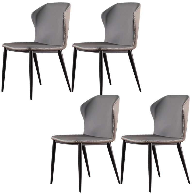 Industrial Style Wingback Parsons Chairs Leather Dining Chairs for Home Use