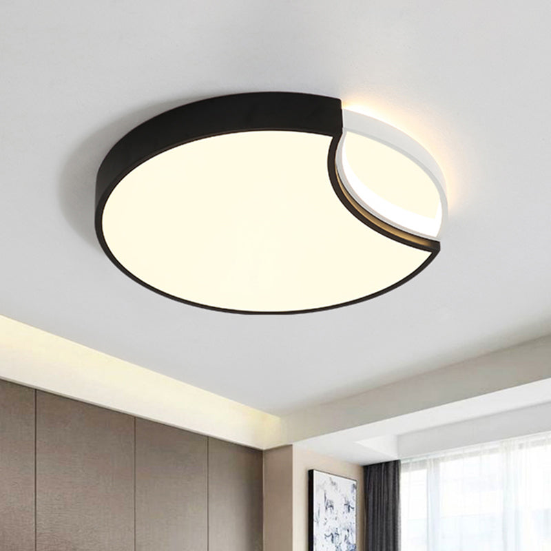 Acrylic Circle Flush Mount Contemporary Led Black Flush Ceiling Light Fixture for Bedroom in Warm/White/Neutral Light, 16"/19.5" Wide