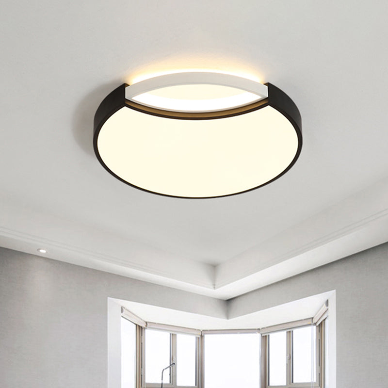 Acryl Circle Flush Mount Zeitgenössische Led Schwarz Flush Deckenleuchte für Schlafzimmer im Warm/Weiß/Neutrallicht, 16"/19.5" breit