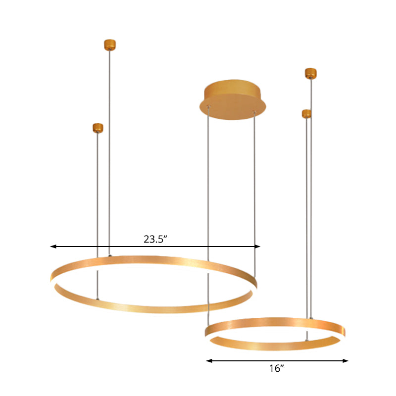 Gold Ring Pendant Chandelier Modern 2/3/4 Lights Acrylic Led Hanging Ceiling Light in White/Warm Light