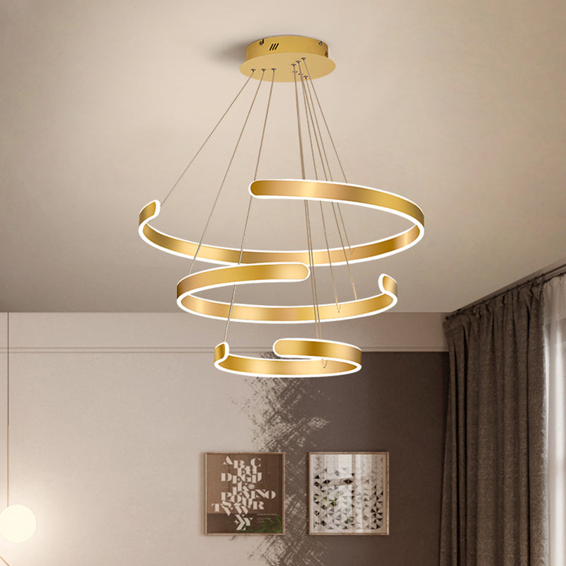 1/2/3 Lichten eetkamer kroonluchter met ring acryl schaduw moderne gouden led hangende lamp in wit/warm licht