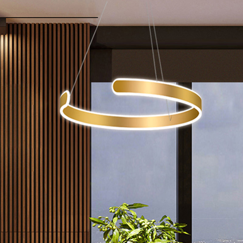 1/2/3 Lichten eetkamer kroonluchter met ring acryl schaduw moderne gouden led hangende lamp in wit/warm licht