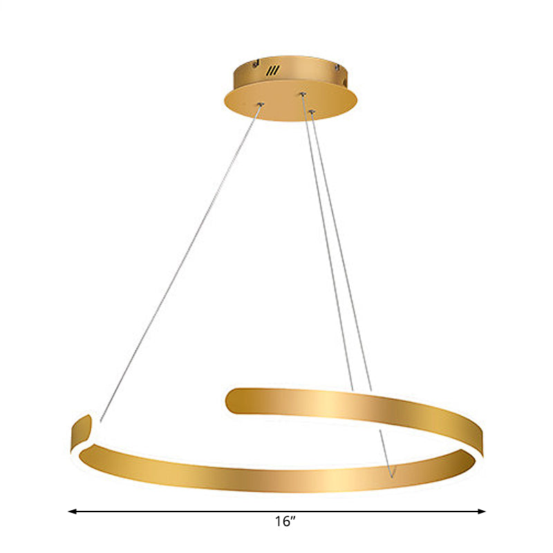 1/2/3 Lichten eetkamer kroonluchter met ring acryl schaduw moderne gouden led hangende lamp in wit/warm licht