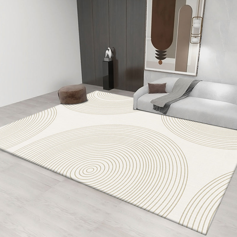 Light Gray Stripe Carpet Polyester Modern Carpet Non-Slip Backing Carpet for Living Room