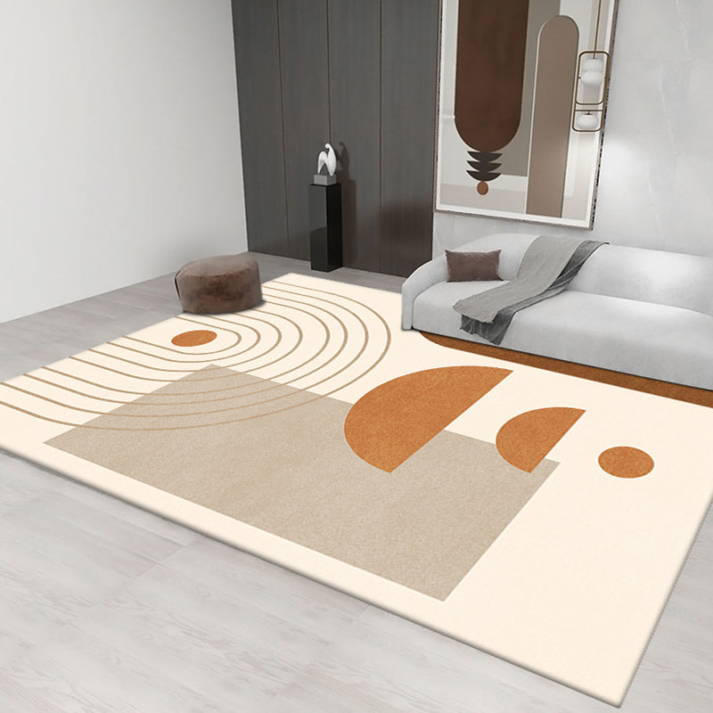 Light Gray Stripe Carpet Polyester Modern Carpet Non-Slip Backing Carpet for Living Room