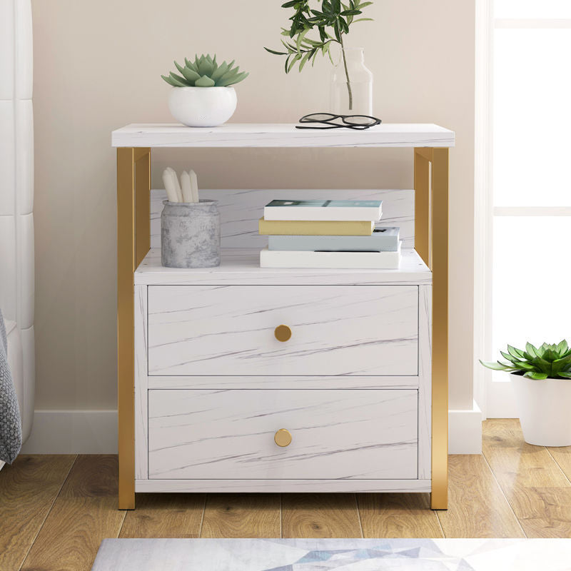 Modern Style Plate Countertop Metal Frame White/wood/walnut/off-white Nightstand