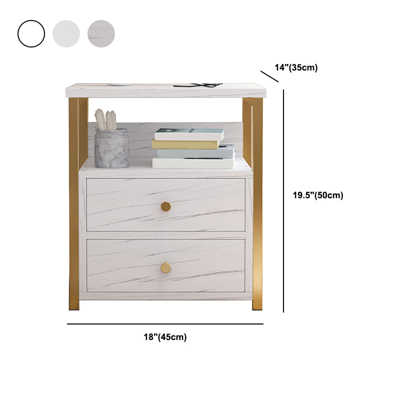 Modern Style Plate Countertop Metal Frame White/wood/walnut/off-white Nightstand