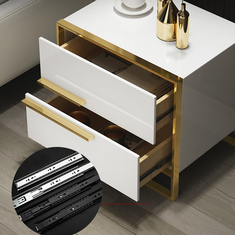 Modern Style Metal Frame Solid Wood Top White/black/gray Nightstand