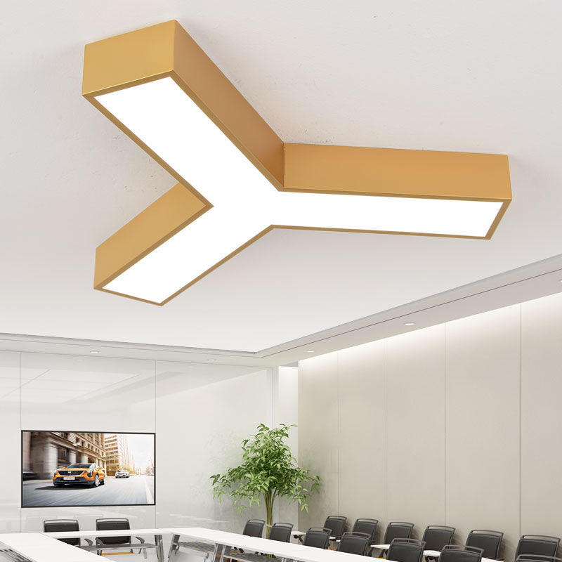 Modern Metal Ceiling Light Geometric Gold LED Flush Mount Light for Office