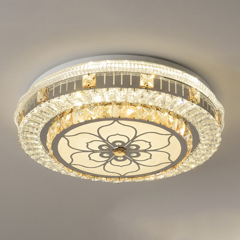 Crystal Round LED Ceiling Lamp Modern Style Flush Mount Light for Bedroom