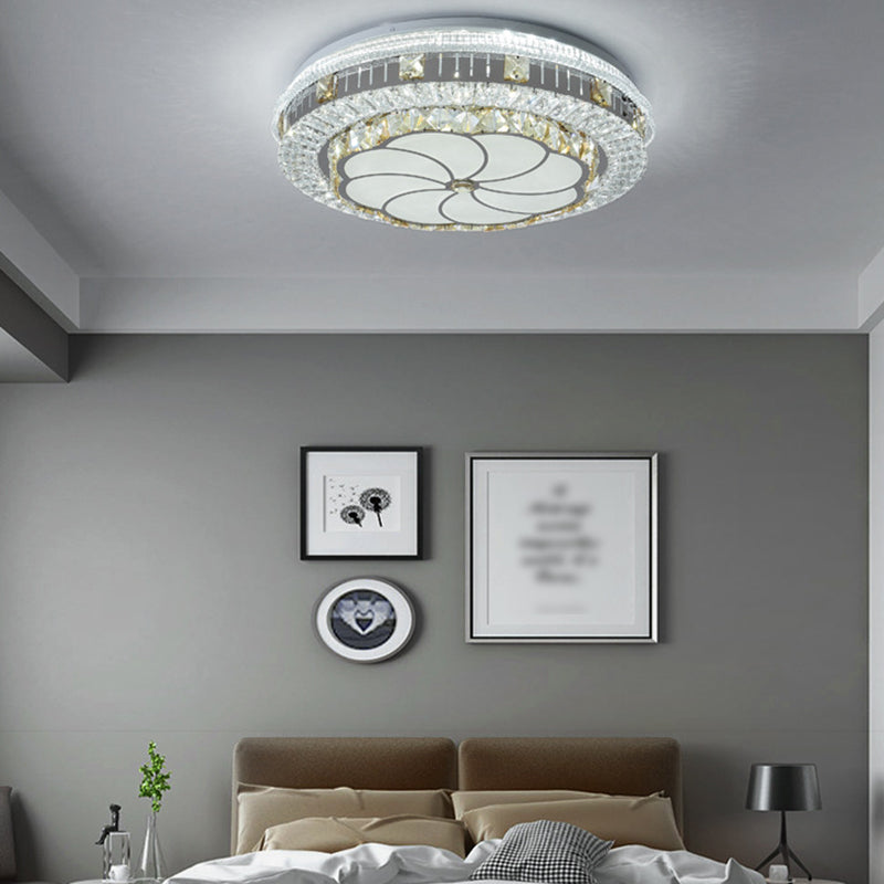 Crystal Round LED Ceiling Lamp Modern Style Flush Mount Light for Bedroom