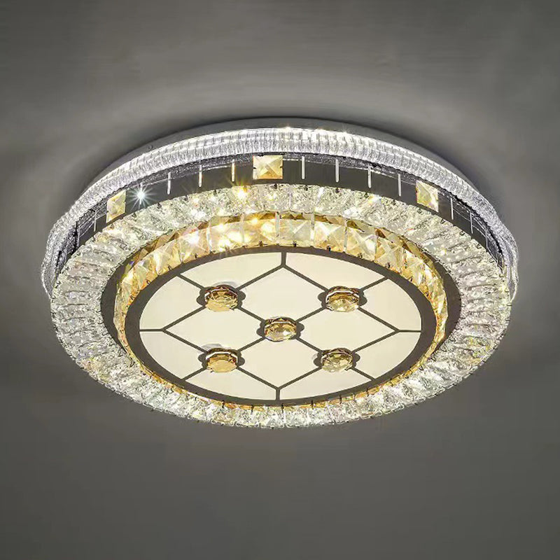 Crystal Round LED Ceiling Lamp Modern Style Flush Mount Light for Bedroom