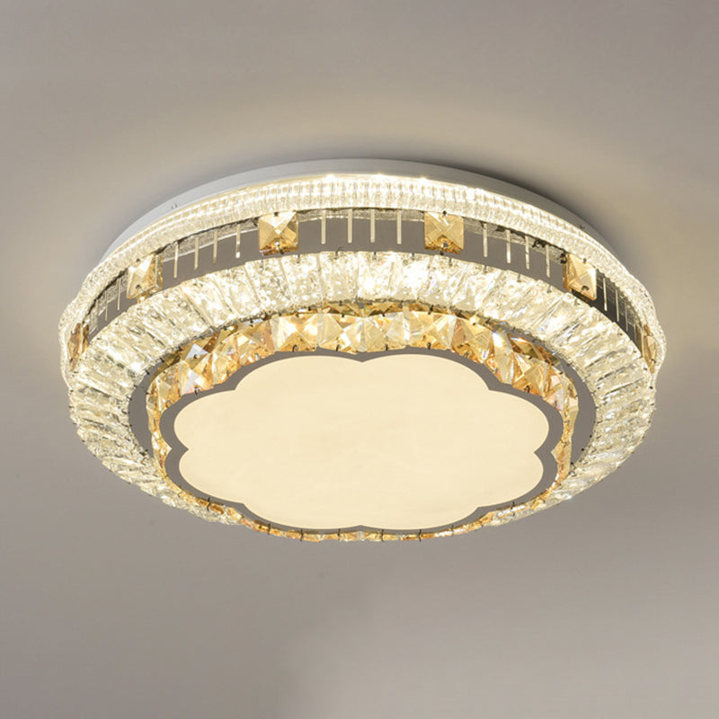 Crystal Round LED Ceiling Lamp Modern Style Flush Mount Light for Bedroom