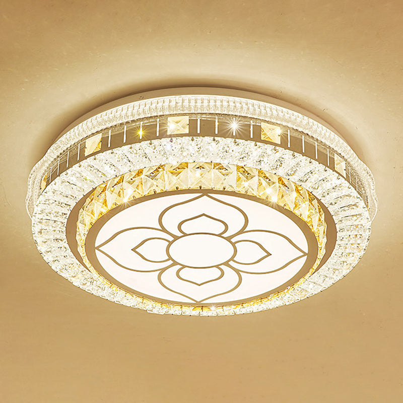 Crystal Round LED Ceiling Lamp Modern Style Flush Mount Light for Bedroom